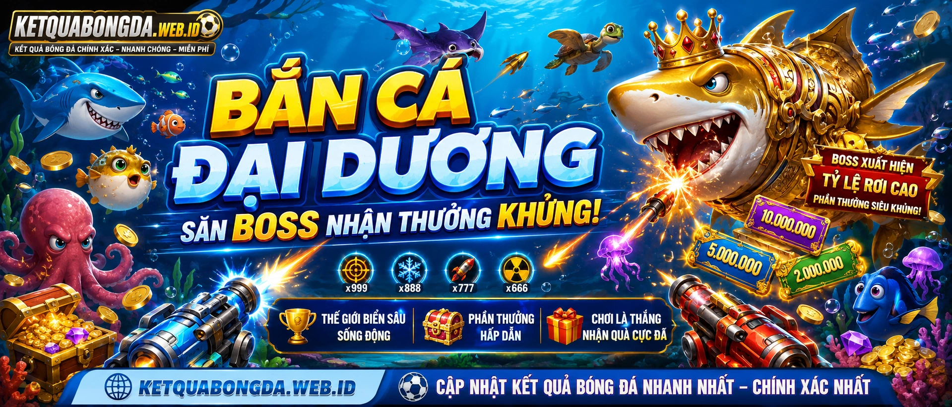Bắn cá đổi thưởng với giao diện sảnh và boss