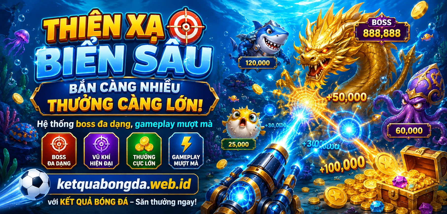 Game bắn cá online với nhiều loại cá và hiệu ứng thưởng